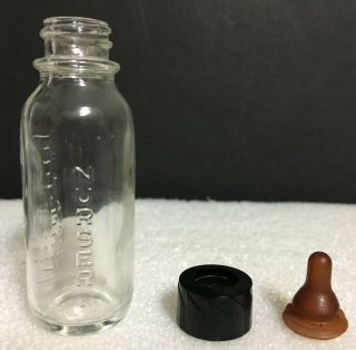 Vintage Embossed Salesman Sample Mini Milk Glass Baby Bottle Doll Toy 4 "