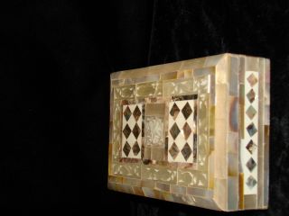 LARGE ANTIQUE VICTORIAN MOTHER OF PEARL JEWELRY BOX7 1/4 