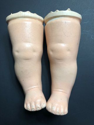 Vintage Large Composition Doll Legs Chubby 6 1/2” Parts Hollow Antique