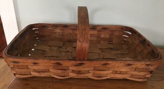 Vintage Strawberry Basket Antique Split Wood Handle Charming