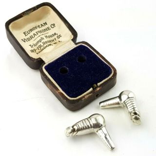 Vintage Solid Silver European Vibraphone Co.  Ear Tube Hearing Aid 5