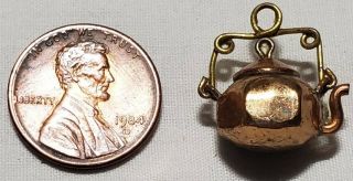 Antique Vintage Copper One Cent Wheat Penny Coin Teapot Charm Fob Hobo Art