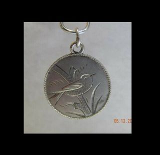Antique Coin Silver Hand Etched Love Token With Bird No - Reserve