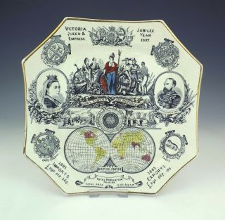 Antique English Transferware Pottery - 1887 Queen Victoria Commemorative Plate