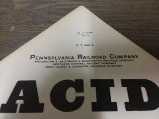 Antique Vintage Paper Sign Pennsylvania Railroad Co Acid 2