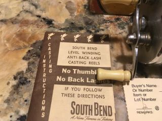 Vintage South Bend 300 Fishing Reel Antique Tackle Box Bait Bass Musky Pike Lure 3