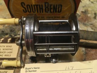 Vintage South Bend 300 Fishing Reel Antique Tackle Box Bait Bass Musky Pike Lure 5