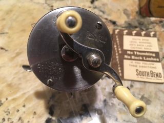 Vintage South Bend 300 Fishing Reel Antique Tackle Box Bait Bass Musky Pike Lure 6
