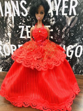Dawn Pippa Vintage Clone Doll Fashion - Red & Pinkmini W/ Skirt Dress/gown Set