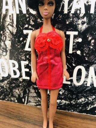 DAWN PIPPA VINTAGE CLONE Doll Fashion - Red & PinkMini W/ Skirt Dress/gown Set 2
