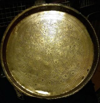 Antique Engraved Decorative Bronze Brass Wall Plate 22 " / 5lb Tabletop
