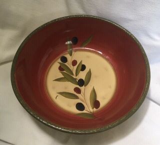 Clay Art Antique Olive Large Ceramic Pasta Or Salad Serving Bowl 13 1/4 " Diam