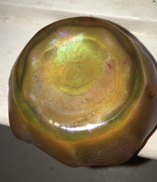 Small 2” L C T Tiffany Favrile Art Glass Scalloped Bowl auth Antique 4