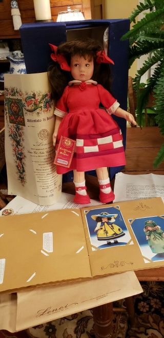 Vintage Lenci Claretta Doll W/ Case & Paperwork