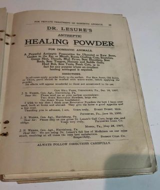 Antique DR.  LESURES Veterinary Remedies Medicine Book 1908 6