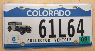 Colorado Collector Vehicle Antique Auto Classic Car License Plate " 61 L 64 " Co