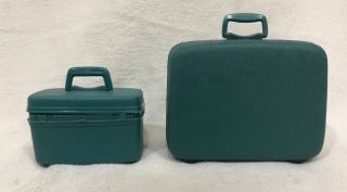 Vintage 1960s Barbie Samsonite Luggage Suitcases Teal Skipper