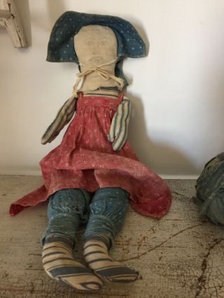 Handmade Folky Art Rag Doll Made With Antique Textiles 3