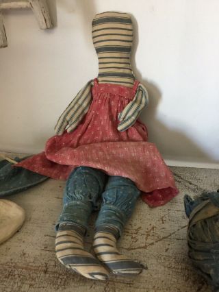 Handmade Folky Art Rag Doll Made With Antique Textiles 4
