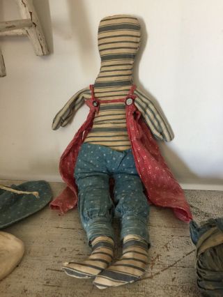 Handmade Folky Art Rag Doll Made With Antique Textiles 5