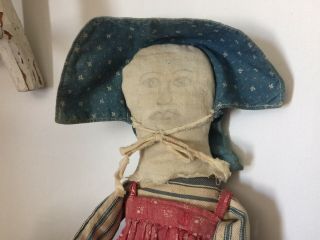 Handmade Folky Art Rag Doll Made With Antique Textiles 8