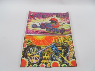 Vintage Black Light Posters - Black Baron & Desert Rider - Aasales