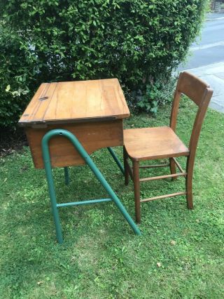 Mid Century School Desk And Chair