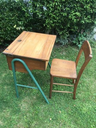 Mid Century School Desk And Chair 2