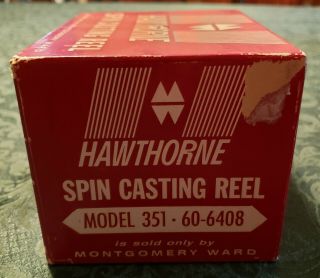 Vintage Hawthorne Model 351 Spin Casting Fishing Closed Reel NIB 60 - 6408 Wards 2