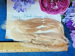 9pc ANTIQUE vintage HUMAN HAIR for DOLL MAKING blonde Princess Elizabeth 6 - 8 