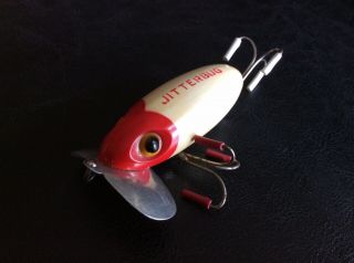 Vintage Fred Arbogast Jitterbug Fishing Lure,  Red Head (bug Eyes)