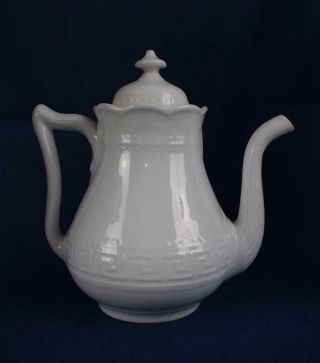 Antique Elsmore Forster White Ironstone China Teapot Tea Pot W Greek Key Design