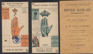 Antique Nouveau De La Main Divination Fortune Telling Playing Cards C1890 France