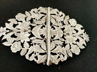 Stunning Antique Victorian Hallmarked Solid Silver Nurses Belt Buckle 1900 61gr