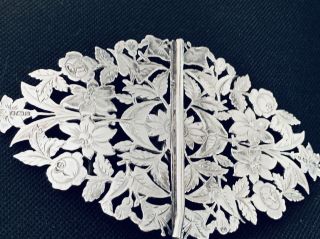 Stunning Antique Victorian Hallmarked Solid Silver Nurses Belt Buckle 1900 61gr 2