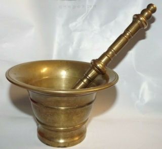 Vintage Bronze Solid Brass Mortar And Pestle Apothecary Herb And Spice Grinder