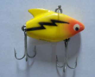 Vintage Heddon Sonic Fishing Lure Double Hook Yellow Orange 1 - 1/2 " Long Sku B Gs