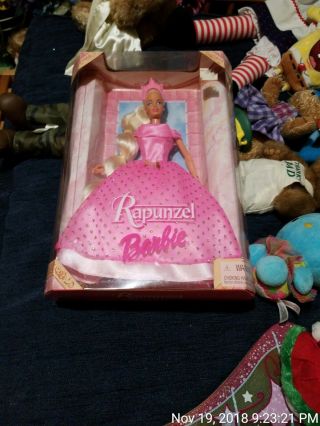 1999 Mattel Rapunzel Barbie Pink Polka Dotted Dress,  Crown,  & Blonde Nib