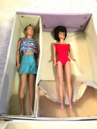 Vintage Midge - Barbie And Ken Doll In Case - 1950 