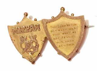 Antique 1899 9ct Gold Mizpah Sweetheart Brooch Ft Faith Hope & Charity Emblem