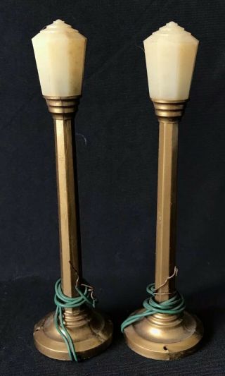 Pair Vintage 6” Dollhouse Pillar Porch Lamps W/wires