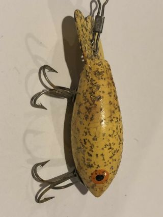 Vintage Bomber Wooden Lure Yellow With Gold Fleck 2