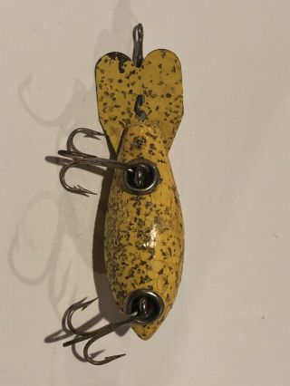 Vintage Bomber Wooden Lure Yellow With Gold Fleck 3