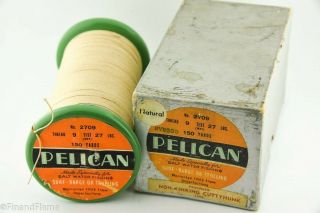 Vintage Pelican Brand Antique Irish Linen Salt Water Line Spool Jes67