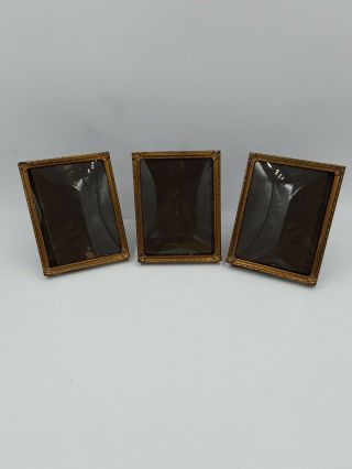 Vintage Picture Frames Gold Metal Set Of 3 3x4