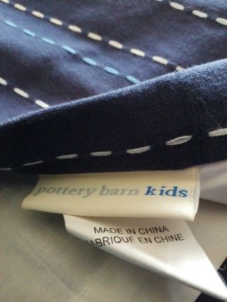 Pottery Barn Kids Navy Thread Stripe Curtains 2 Pair Avai Lined Vintage 44 