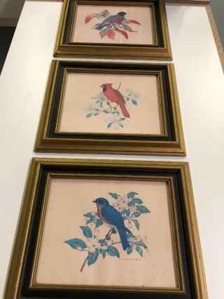 Three Medium Vintage Signed Richard A.  Parks Wood Framed Reproduce