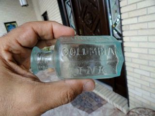 antique HARRISON’S COLUMBIAN INK Open Pontil Bottle mid - 1800’s 2