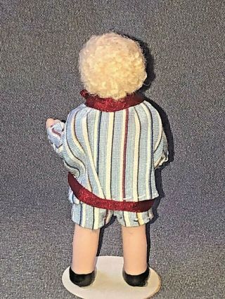 Vintage Artist Made CATHY HANSEN Bisque Miniature LITTLE BOY DOLL Curly Hair 3