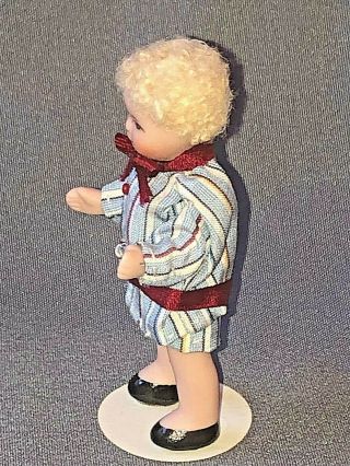 Vintage Artist Made CATHY HANSEN Bisque Miniature LITTLE BOY DOLL Curly Hair 4
